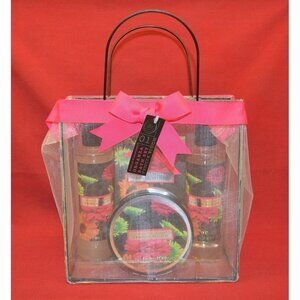 Simple Pleasures Organza Vanilla Bloom Bath Set 4 Piece Plus Carry Bag NWT